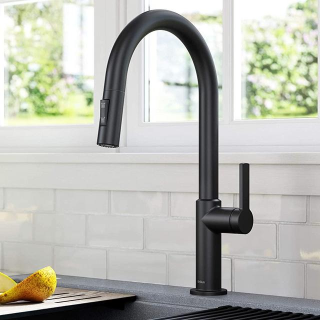 Kraus KPF-2820MB Oletto Single Handle Pull-Down Kitchen Faucet, 17 Inch, Matte Black