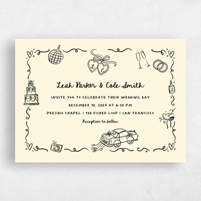 Cream, Beige Wedding Invitation - Gilda Landscape