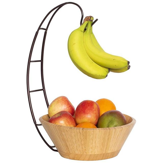 Totally Bamboo Fruit Basket Bowl with Banana Tree Hanger Hook