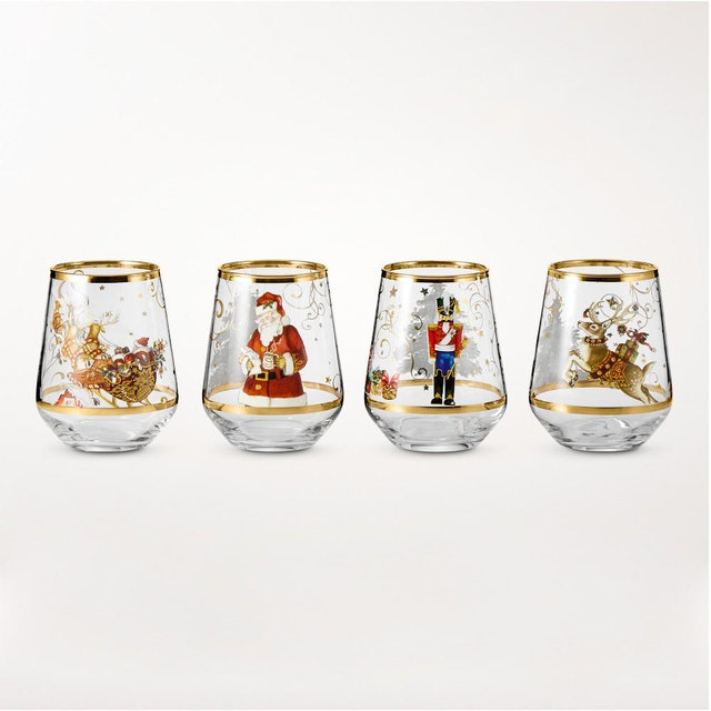 'Twas the Night Before Christmas Nutcracker Stemless Wine Glasses, Set of 4