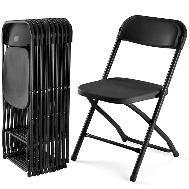 DUMOS Folding Chairs Sets of 10, 330lbs Plastic Stackable Portable Patio Dining Sets, Fold Up for Indoor Outdoor, Camping, Garden, Party, Meeting (Black)