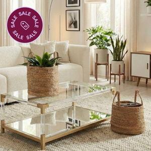 Signature Design by Ashley Brayton Jute 2 Piece Braided Basket Set With Handles, Large Basket 14" W x 14" D x 11" H, Medium Basket 12" W x 12" D x 10" H, Light Brown