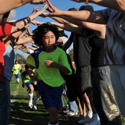 Leading his team through the parent tunnel!