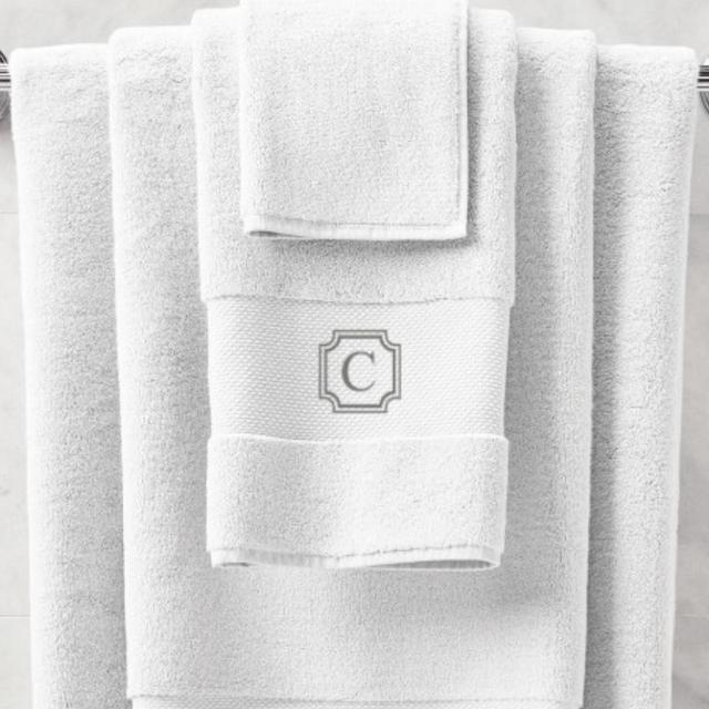 Frontgate Resort Collection™ - Hand Towel, White, “C monogram with “Pine” thread