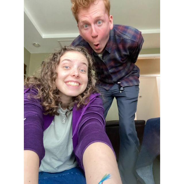 "Just a Picture": Berg's favorite sibling and his fiance pose for a sweet pic.
