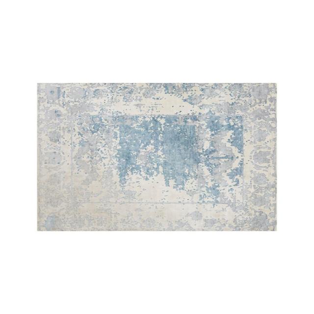 Blue Printed 5x8' Viscose Rug