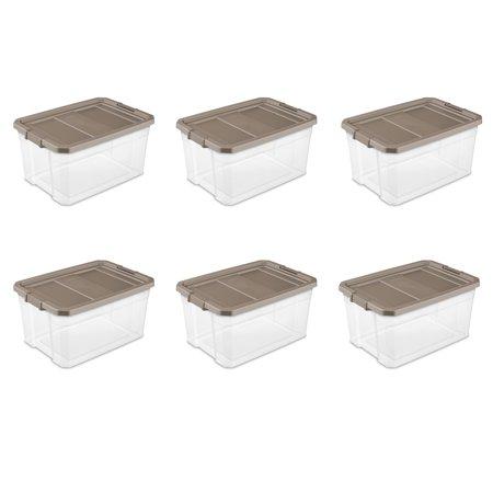 Sterilite, 19 Gal./72 L Stacker Box, Taupe Splash, Case of 6