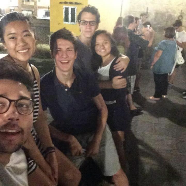 Florence, Italy in August 2015. This is the first photo ever taken of us! We are on the Ponte Vecchio with a bunch of our friends from NYU.