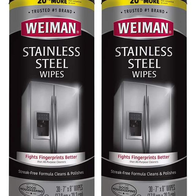 Weiman Stainless Steel Cleaning Wipes [2 Pack] Removes Fingerprints, Residue, Water Marks and Grease From Appliances - Works Great on Refrigerators, Dishwashers, Ovens, Grills and More
