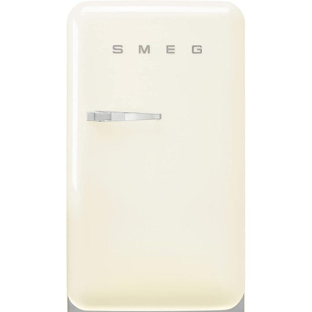 Smeg FAB10 50's Retro Style Aesthetic Refrigerator with 4.48 Cu Total Capacity, 2 Glass Shelves, LED Internal Light, 22-Inches, Cream Right Hand Hinge Made In Italy