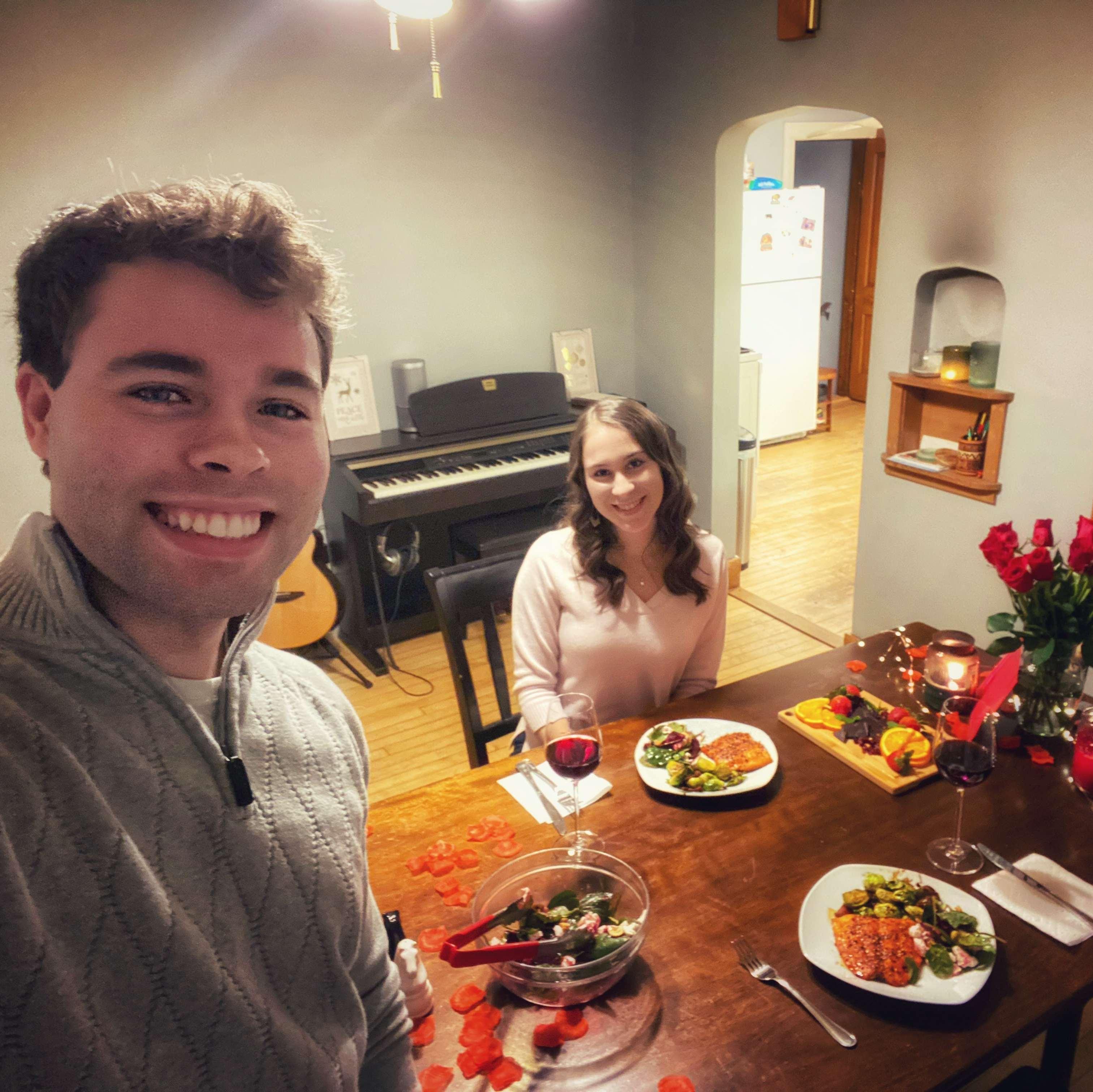 Calvin prepared an amazing dinner for our first Valentine's Day together.