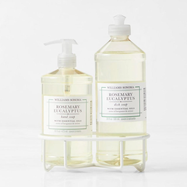 Williams Sonoma Rosemary Eucalyptus Hand Soap & Dish Soap 3-Piece Kitchen Set, Matte White
