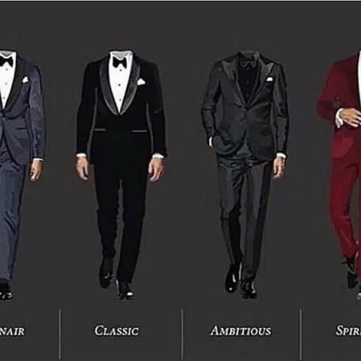 Black tie attire example for men.