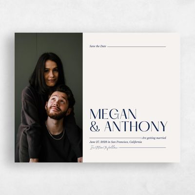 Linen, Beige Wedding Save the Date - Vitoria Landscape