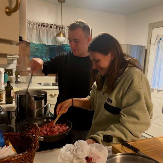 First time cooking together for Grace's 22nd birthday with family and friends