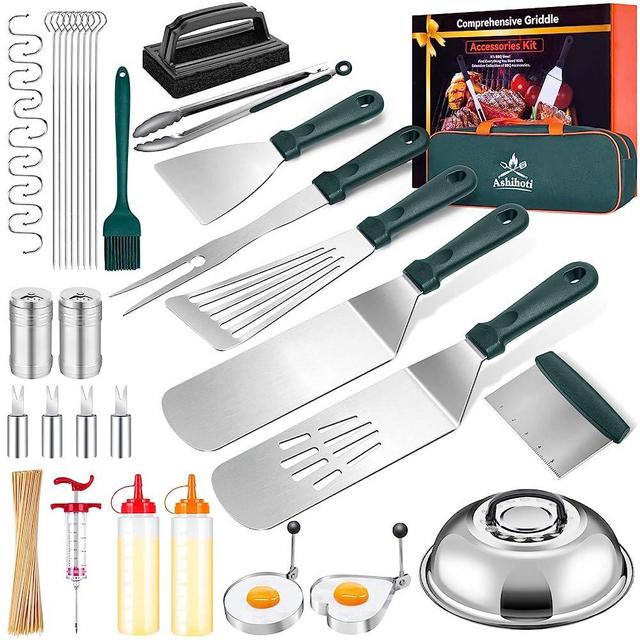 Griddle Accessories Kit,Upgrade 138pcs Flat Top Grill Accessories Set for Blackstone and Camp Chef,Spatula,Scraper,Griddle Cleaning Kit Carry Bag for Hibachi Grill, Men Outdoor BBQ with Meat Injector
