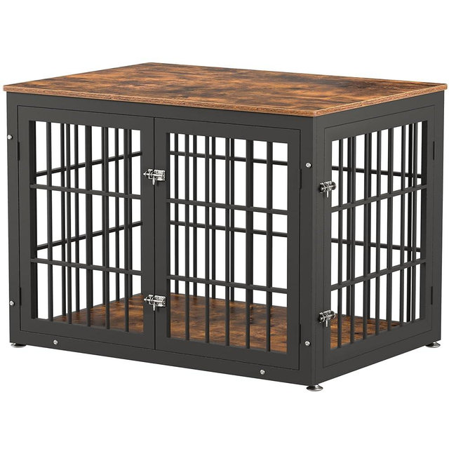 rehomerance 42 Inch Heavy Duty Dog Crate Furniture for Large and Medium Dogs, Decorative Pet House End Table, Wooden Cage Kennel Furniture Indoor, Rustic Brown