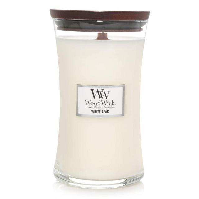 21.5oz Large Hourglass Jar Candle White Teak - WoodWick