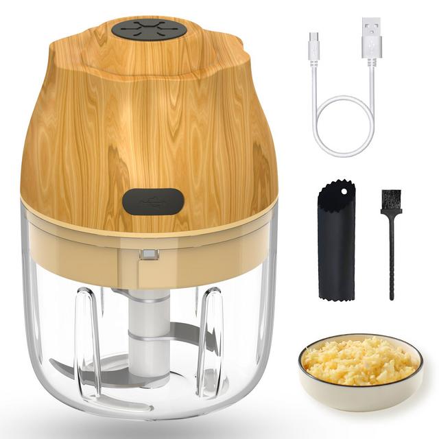 Electric Garlic Chopper - 250ML Mini Food Processor Portable Garlic Mincer with 3 Blades -USB Charging Wireless Vegetable Chopper for Garlic | Onions | Meat | Salad | Pepper