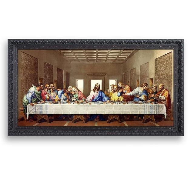 The Last Supper by Leonardo Da Vinci The World Classic Art Reproductions,Giclee Prints Framed WallArt for Home Decor,Image Size:24x12 inches,Black ART Framed Size:26.75x14.5 inchs