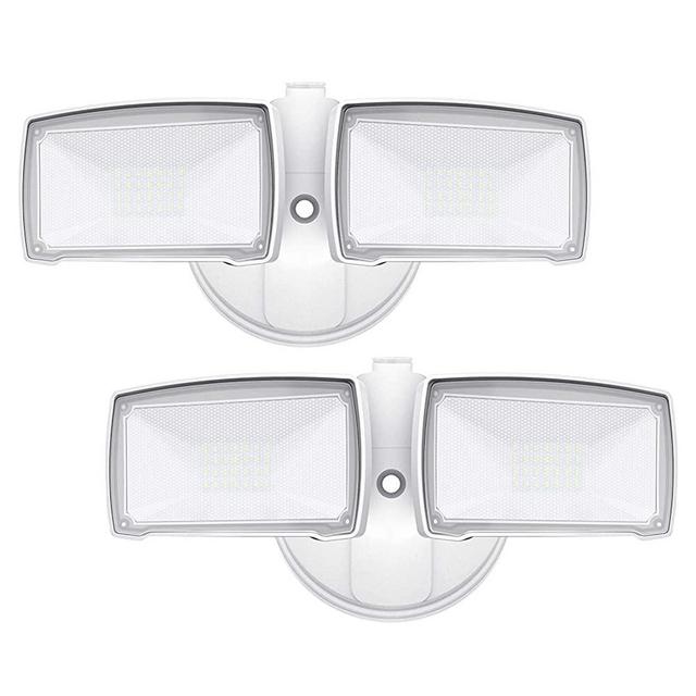 LEPOWER LED Flood Light Dusk to Dawn Outdoor Lighting, 3000LM Super Bright LED Security Light with Photocell, 28W, 5500K, IP65 Waterproof 2 Heads Exterior Flood Lights for House, Back Yard(2 Pack)