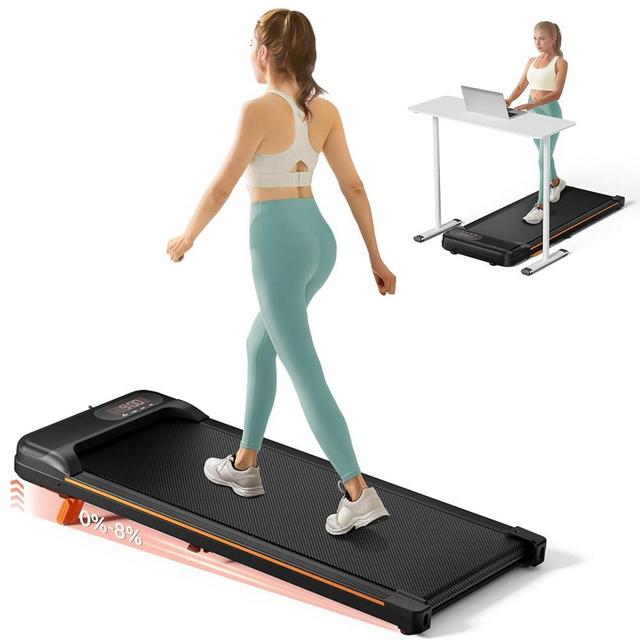 Abonow Walking Pad, Under Desk Treadmill with Incline for Home Office 2.5HP Portable Walking Treadmill with 280 Lbs Weight Capacity Walking Machine, Remote Control, LED Display