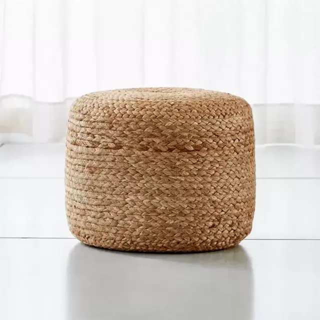 Alvaro Braided Jute Natural 16"x14" Pouf