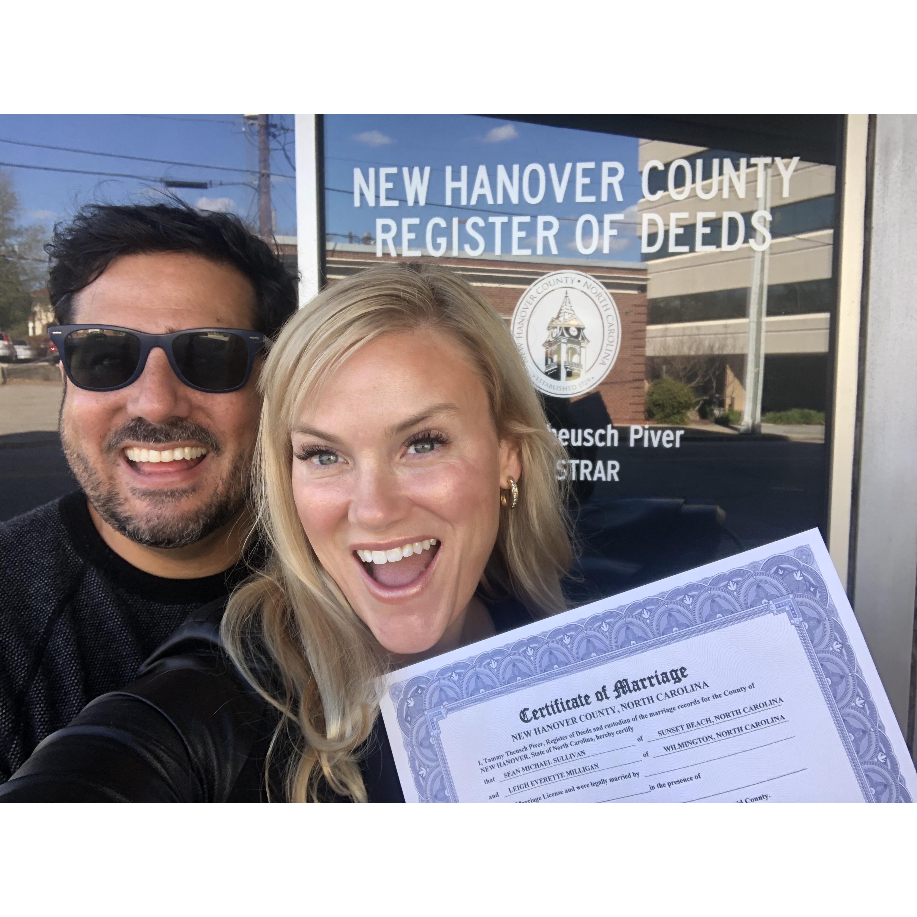 The day we got our marriage license!