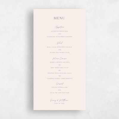 Light Oatmeal, Beige Wedding Menu - Clearwater