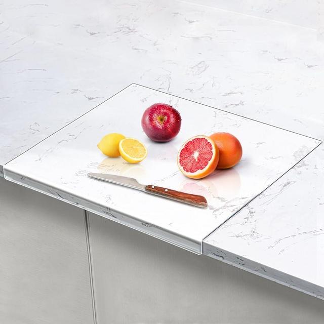 Gracenal Clear Cutting Board for Countertop, Acrylic Cutting Board with Counter Lip, 18x16 Inch Non Slip Large Cutting Boards for Kitchen Utensils, Kitchen Decor, House Warming Gifts New Home