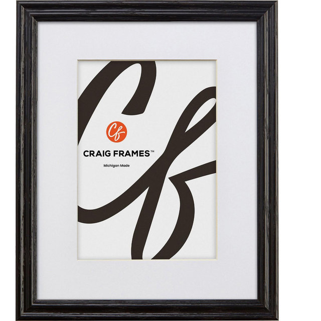 Craig Frames Black Hardwood 10x12 inch Single Image Picture Frame Matted for a 8x10 Photo