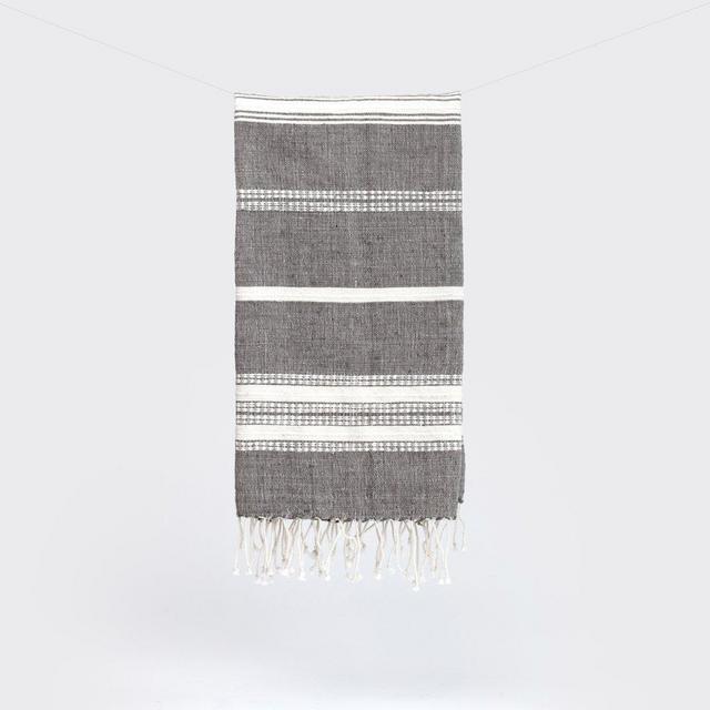 Grey With Natural Stripes Hand Towel