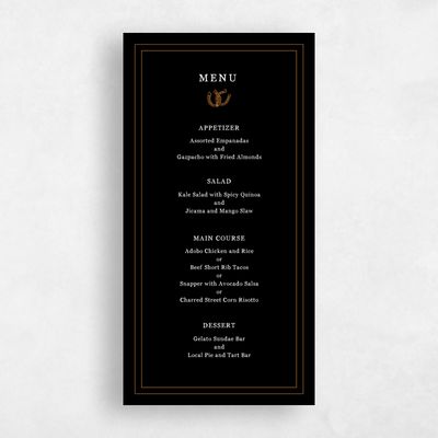 Black Wedding Menu - Marana