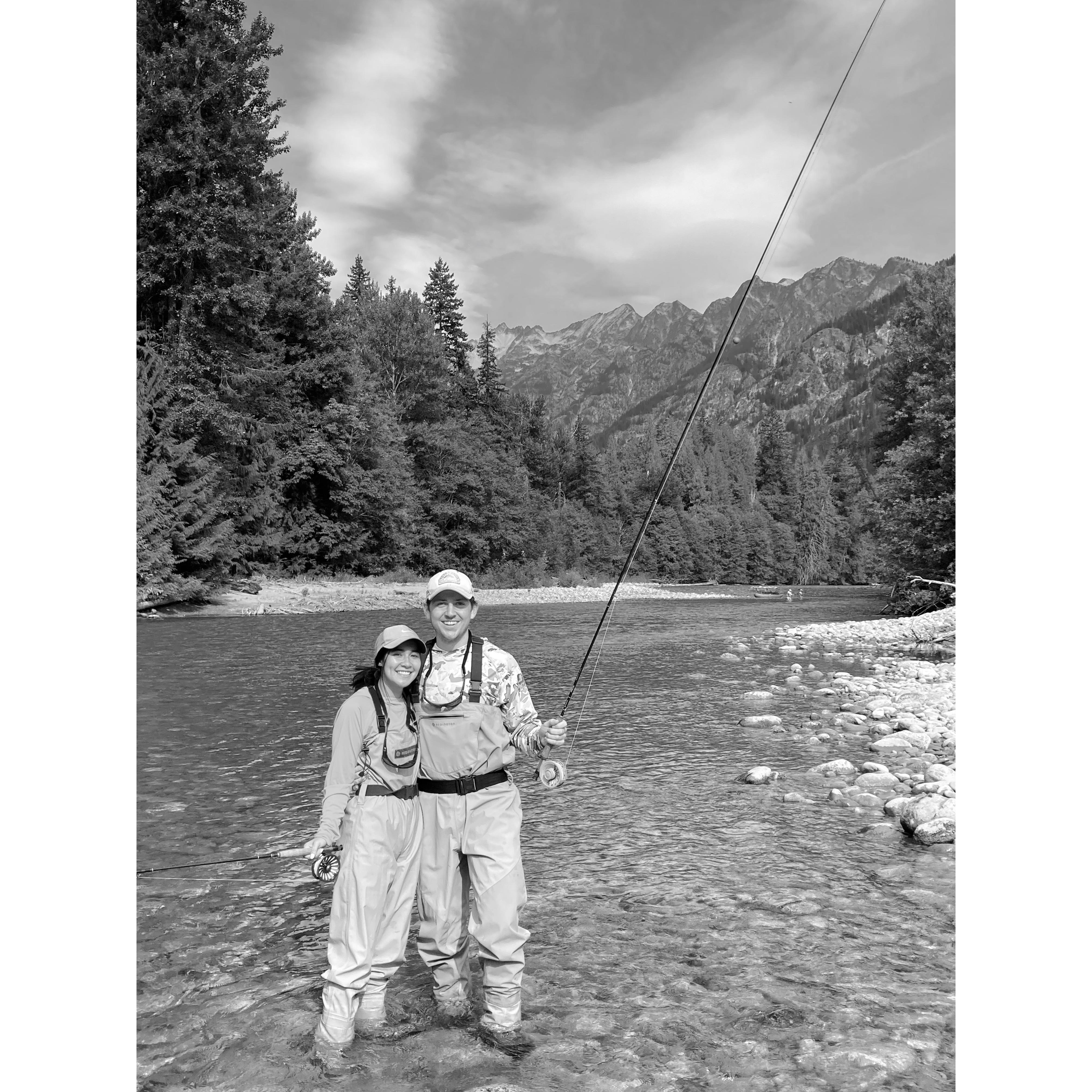 "Cat's first time fly fishing"