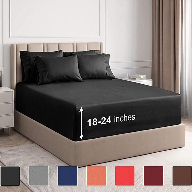 Extra Deep Pocket Sheets - 6 Piece Sheet Set - King Size Sheets Deep Pocket - Extra Deep Bed Sheets - Deep King Fitted Sheet Set - Super and Ultra Deep Sheets - For Deep Pockets Mattress - Fits Easily