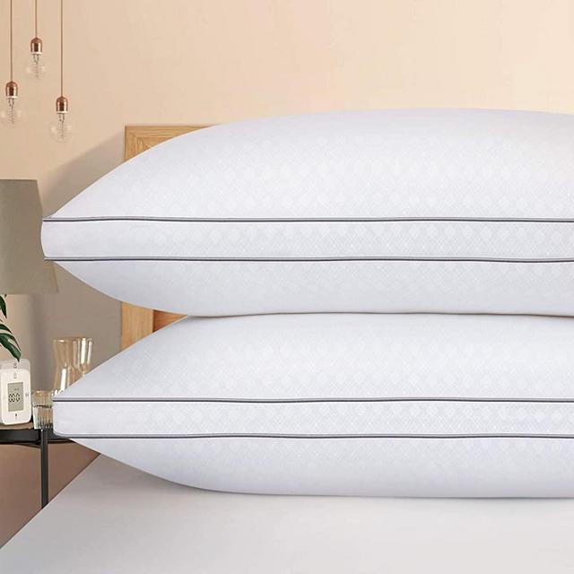 HOTOZON Bed Pillows for Sleeping 2 Pack, Queen Hotel Quality Pillows, Down Alternative Hypoallergenic Gusseted Pillow, Luxury Plush Fiber Fill Soft and Supportive Pillow for Back and Side Sleepers