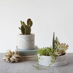 Puebla Marble Planters - Set of 2