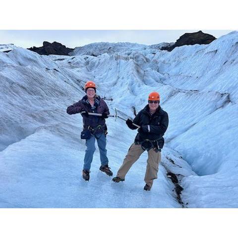 Hiking a glacier in Iceland.