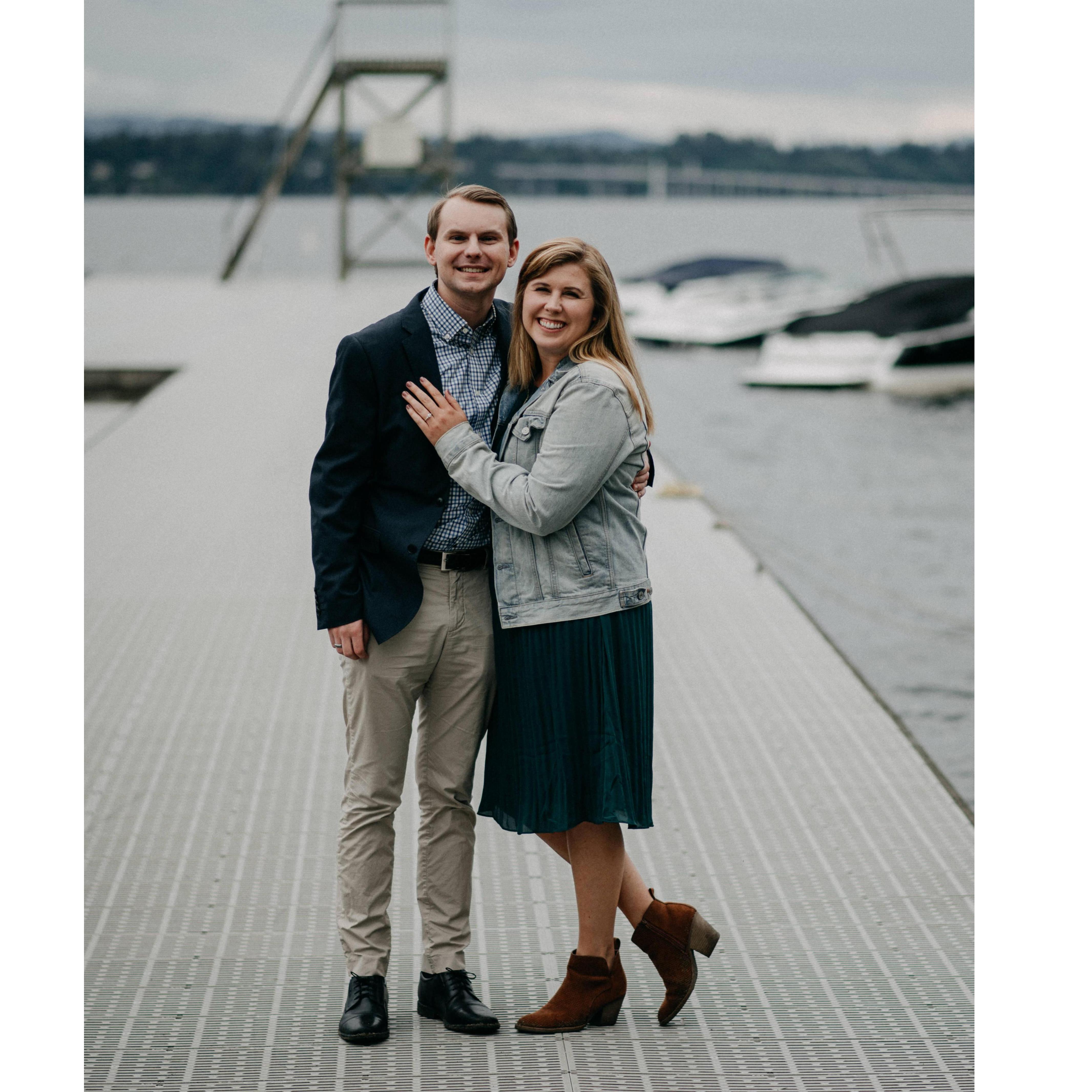 Andrew proposed at the waterfront park in his parent neighborhood.