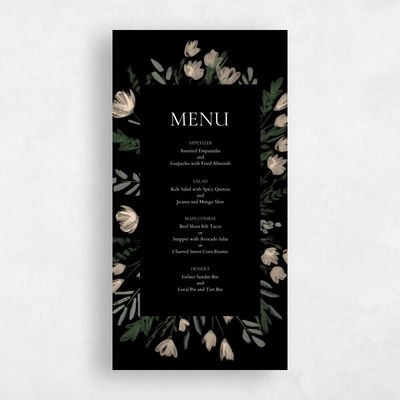 Black Wedding Menu - Oaklyn