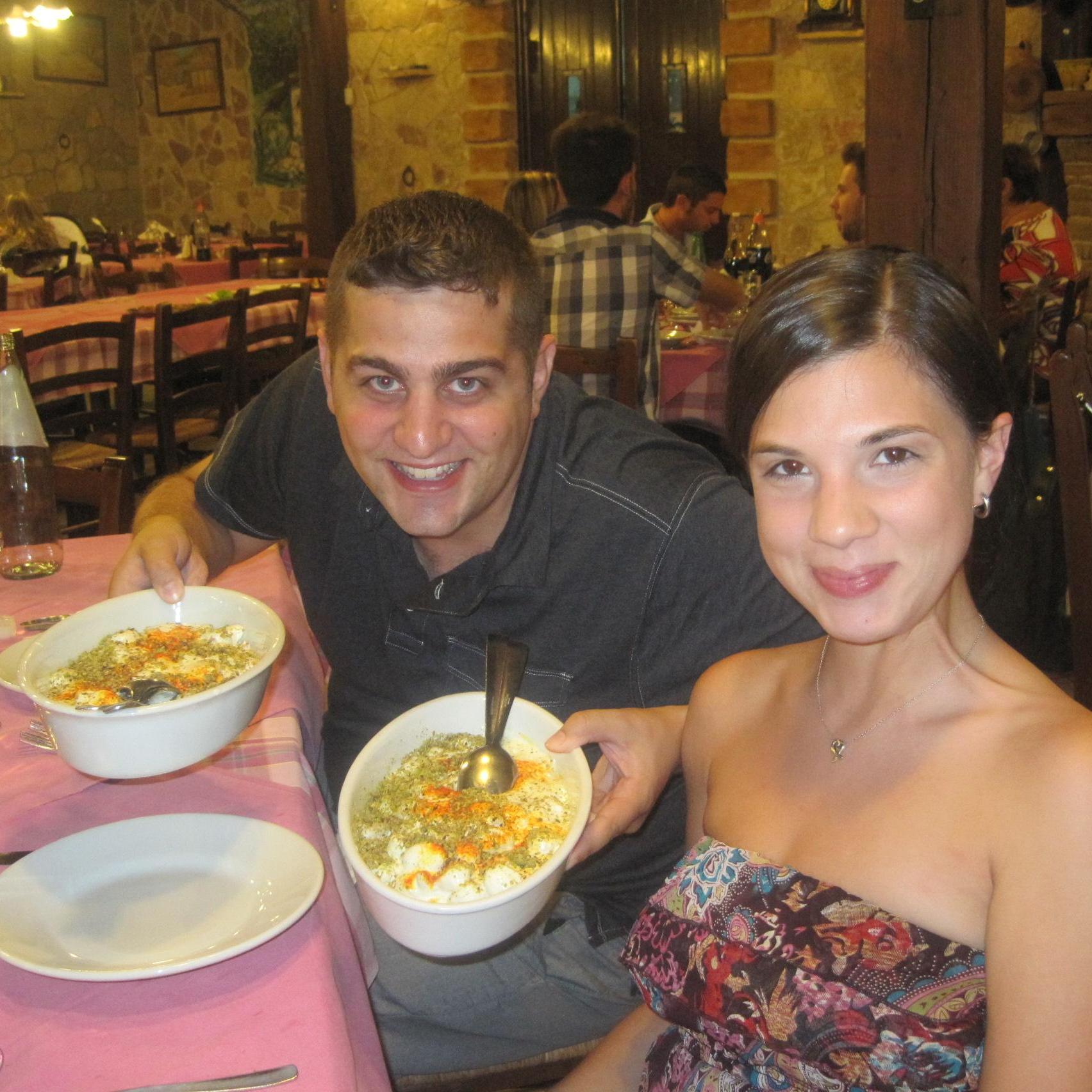 Lianna, Michael and two big ol' portions of Gnocchi al pistacchio at Ristorante Ardigna