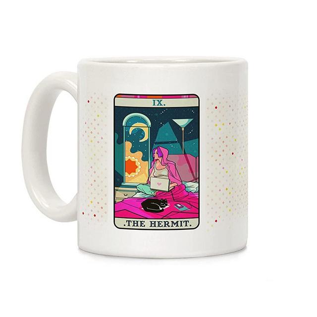LookHUMAN Hermit Tarot Card White 11 Ounce Ceramic Coffee Mug