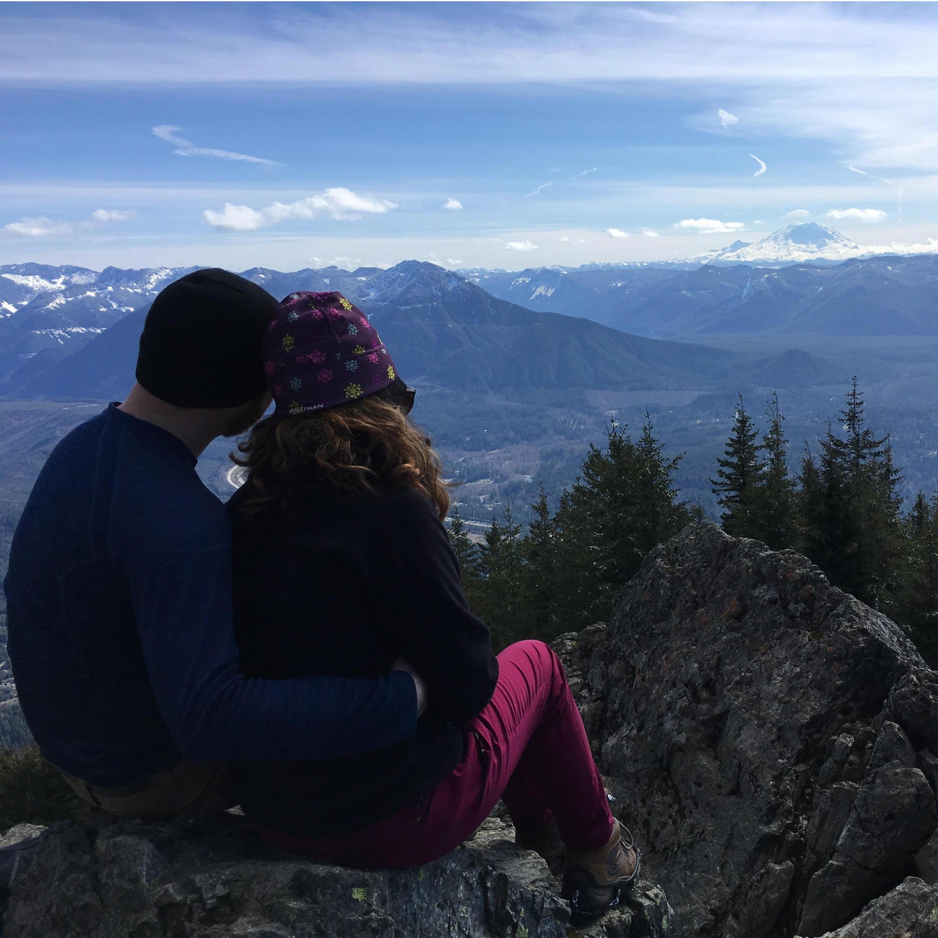 After summiting Mt. Si with a group of friends, we took a moment after lunch to admire Mt. Rainier.