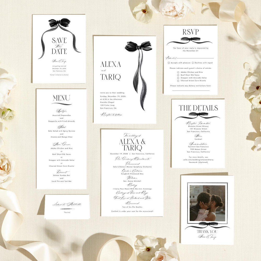 Brienno Portrait | Black | Zola Wedding Invitations