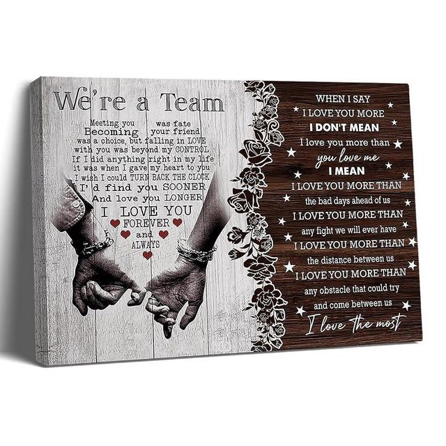 Balgardekor We're A Team Couple Painting Canvas Wall Art Gift for Husband Wife Birthday Anniversary Couple Lover Home Decor Picture for Bedroom Living Room (1, Team, 16 x 24 Inches)