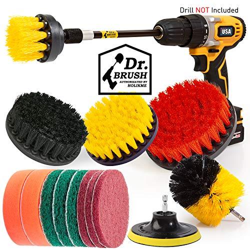 Holikme 20Piece Drill Brush Attachments Set, Scrub Pads & Sponge, Buffing Pads, Power Scrubber Brush with Extend Long Attachment, Car Polishing Pad