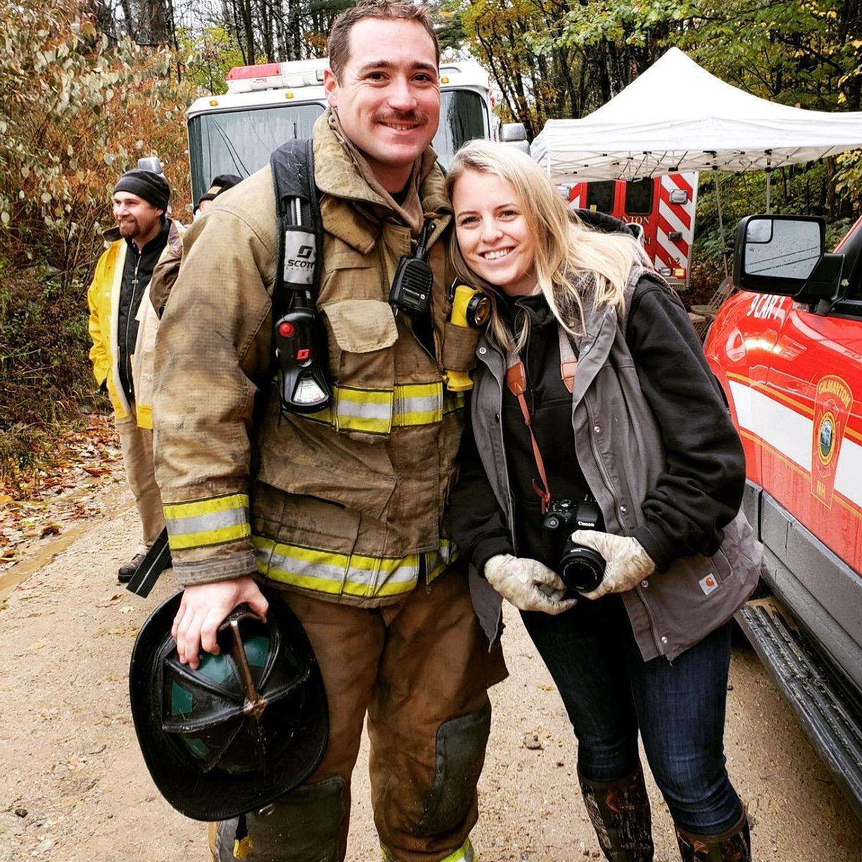 Bonnie taking photos at Josh's live burn exercise
