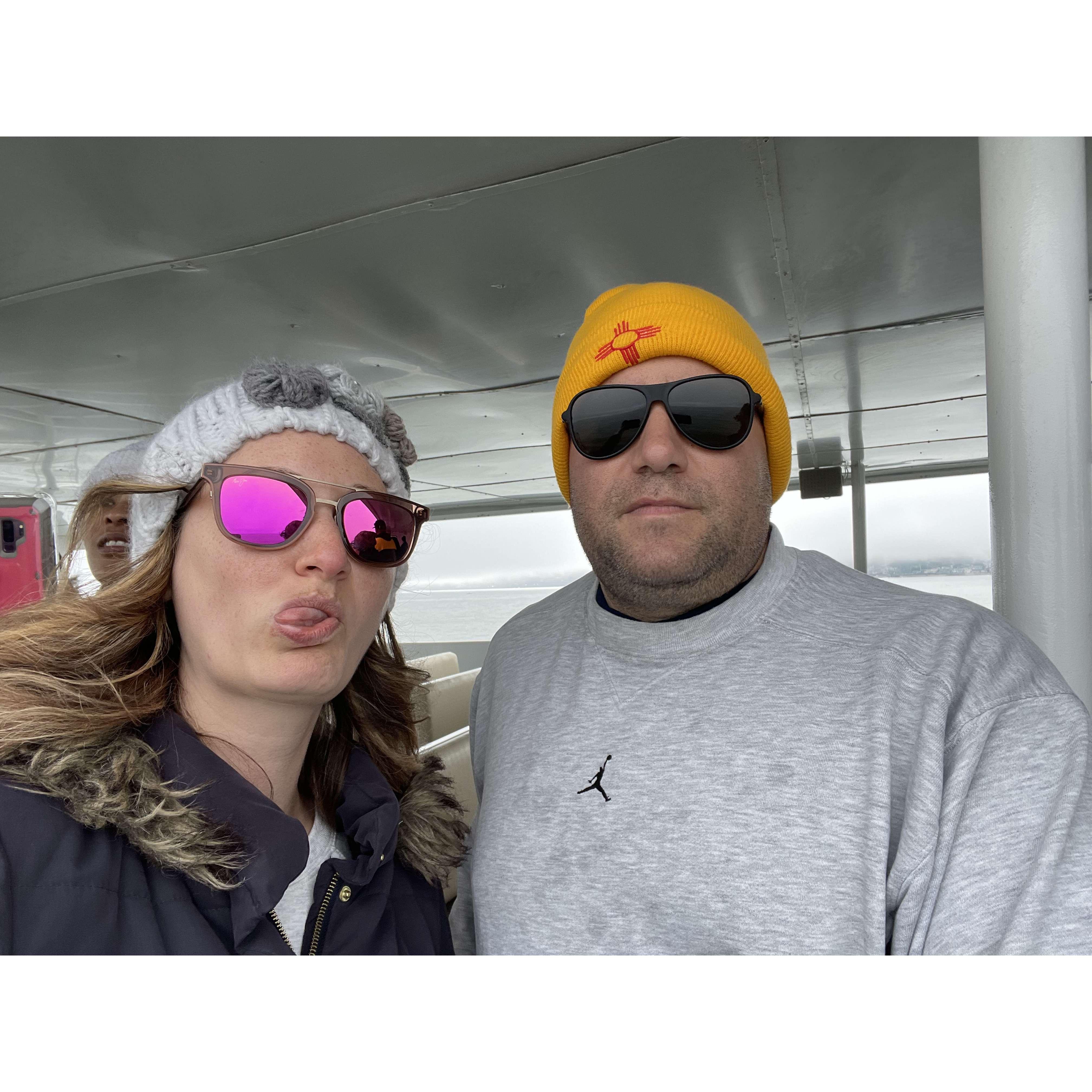 Our first trip together in Monterey, CA. Whale watching (before Sarah got sea sick).