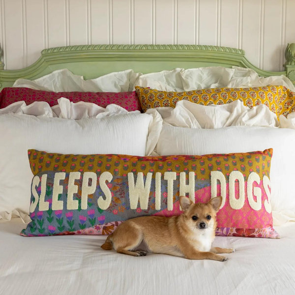 Tufted Lumbar Pillow - Sleeps With Dogs