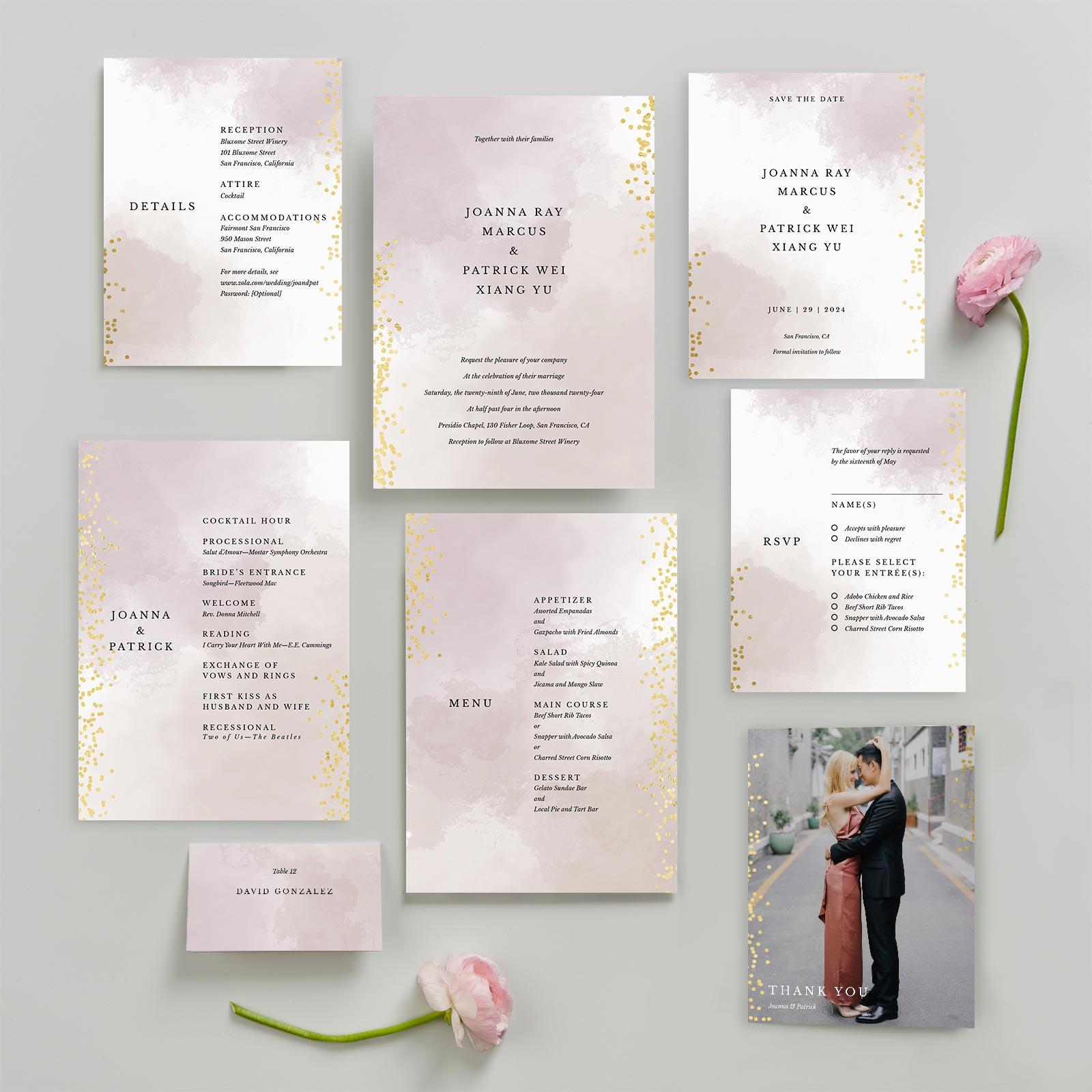 Zola Wedding Invitations Misty Classic Foil